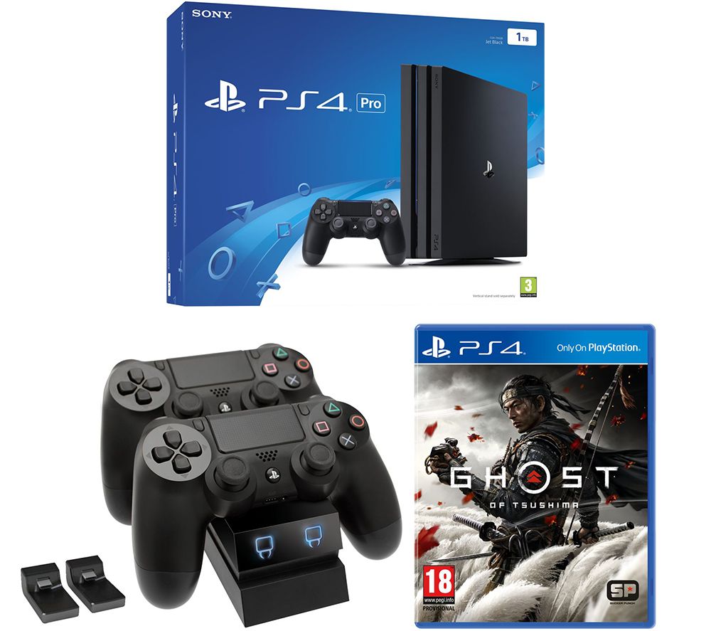 SONY PlayStation 4 Pro, Ghost of Tsushima & Twin Docking Station Bundle, Red