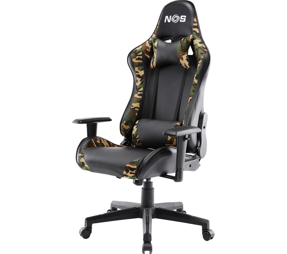 NGS NOS F-500 Gaming Chair - Black & Camo Green, Black