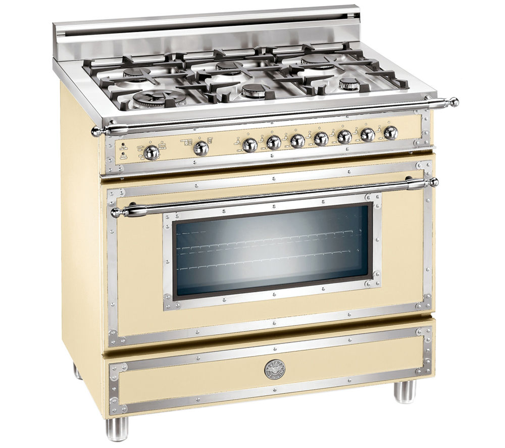 BERTAZZONI Heritage 92 H366MFECR Dual Fuel Range Cooker - Matte Cream & Stainless Steel, Stainless Steel