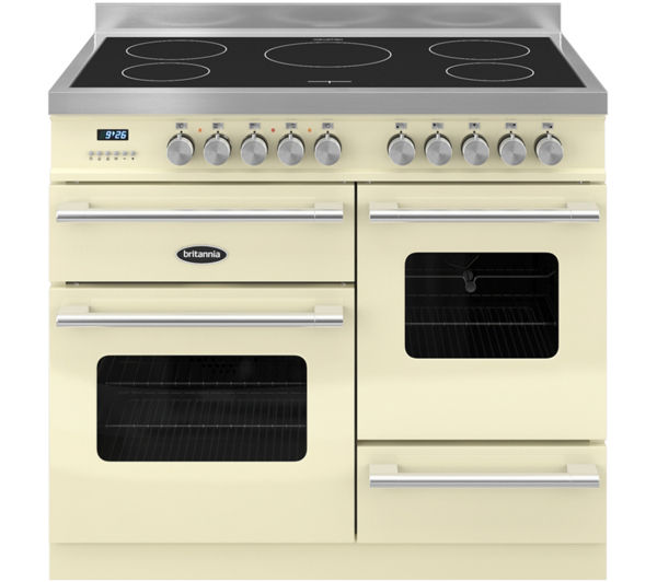 BRITANNIA Delphi 100 XG Electric Induction Range Cooker - Gloss Cream & Stainless Steel, Stainless Steel