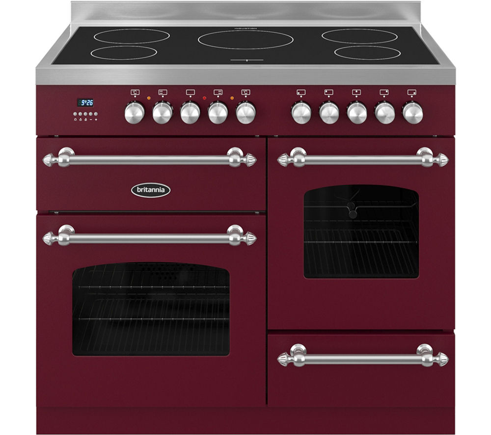 BRITANNIA Fleet 100 XG Electric Induction Range Cooker - Matte Burgandy & Stainless Steel, Stainless Steel