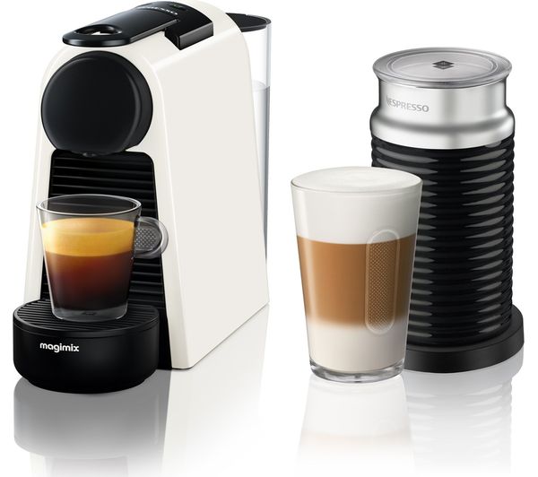 NESPRESSO by Magimix Essenza Mini Coffee Machine with Aeroccino - Pure White, White