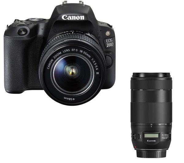 Canon EOS 200D DSLR Camera, EF-S 18-55 mm f/3.5-5.6 III Lens & EF 70-300 mm F/4-5.6 IS II USM Telephoto Zoom Lens Bundle
