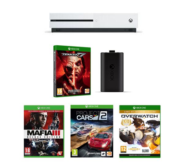 MICROSOFT Xbox One 1 TB, Tekken 7, Mafia III, Overwatch, Project Cars 2 & Charging Kit Bundle