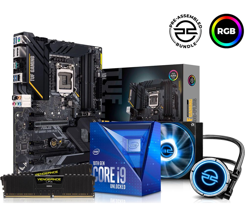 PC SPECIALIST Intel®Core i9 Processor, TUF Gaming Motherboard, 16 GB RAM & FrostFlow Liquid Cooler Components Bundle