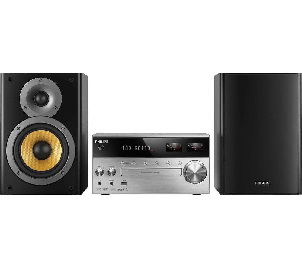 PHILIPS BTB8000/12 Bluetooth Traditional Hi-Fi System - Silver & Black, Silver