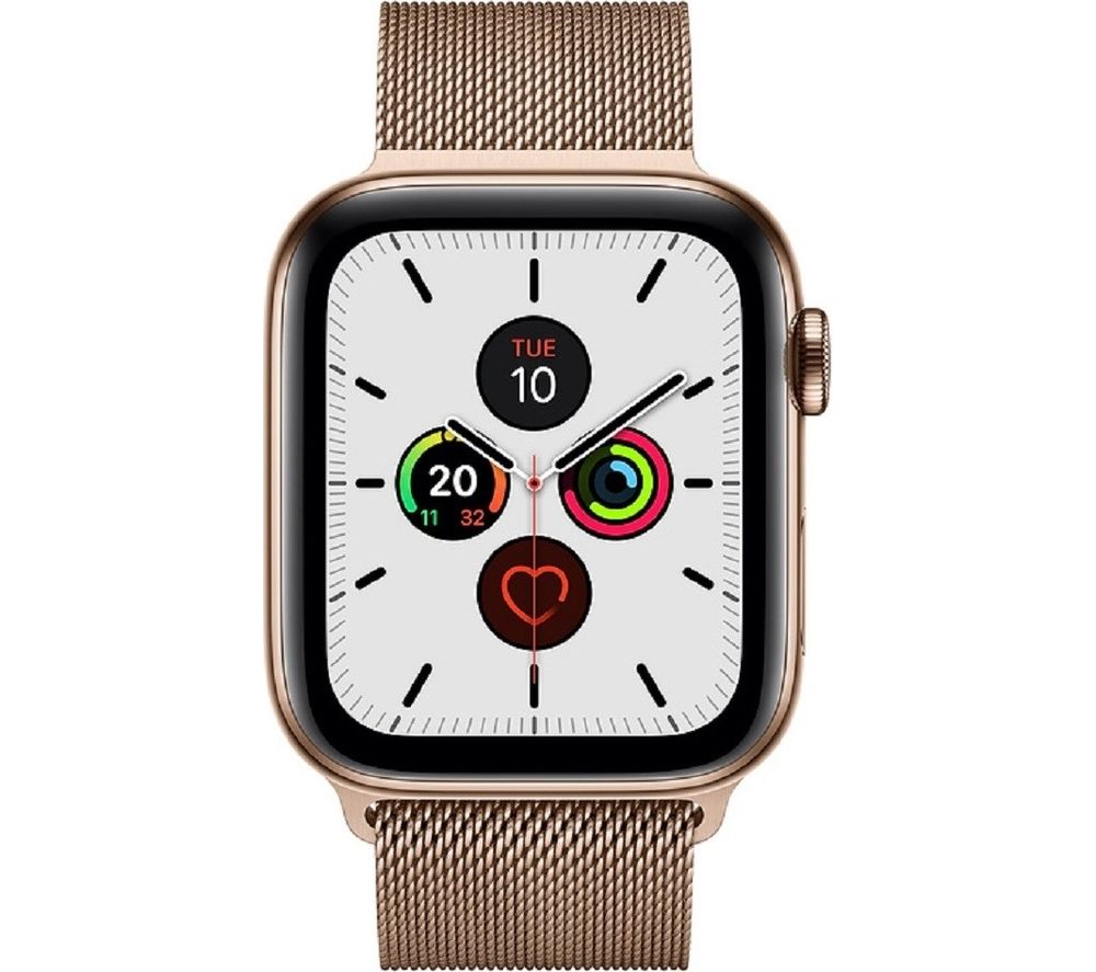 APPLE Watch Series 5 Cellular - Gold with Gold Milanese Loop Band, 44 mm, Gold