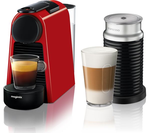 NESPRESSO by Magimix Essenza Mini Coffee Machine with Aeroccino - Ruby Red, Red
