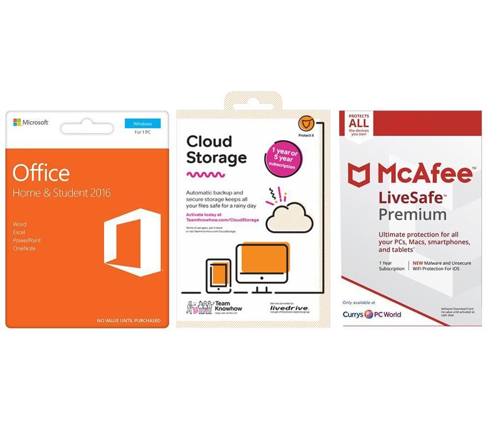 MICROSOFT Office Home & Student, 2 TB Cloud Storage & LiveSafe Premium Bundle