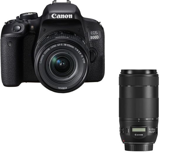 CANON EOS 800D DSLR Camera, EF-S 18-55 mm f/4-5.6 IS STM Lens & EF 70-300 mm F/4-5.6 IS II USM Telephoto Zoom Lens Bundle