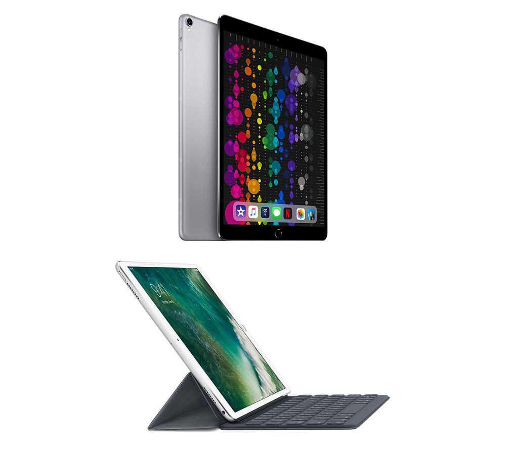 APPLE 10.5" iPad Pro Cellular (2017) & Smart Keyboard Folio Case Bundle - 256 GB, Space Grey, Grey