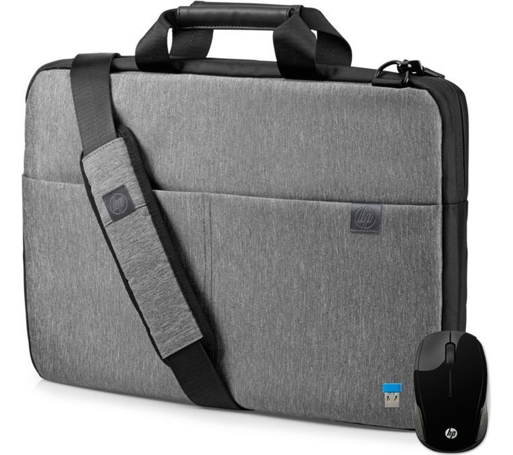 L6V68AA-BUN 15.6" Signature Slim Topload Laptop Case & Wireless Mouse Bundle - Grey, Grey