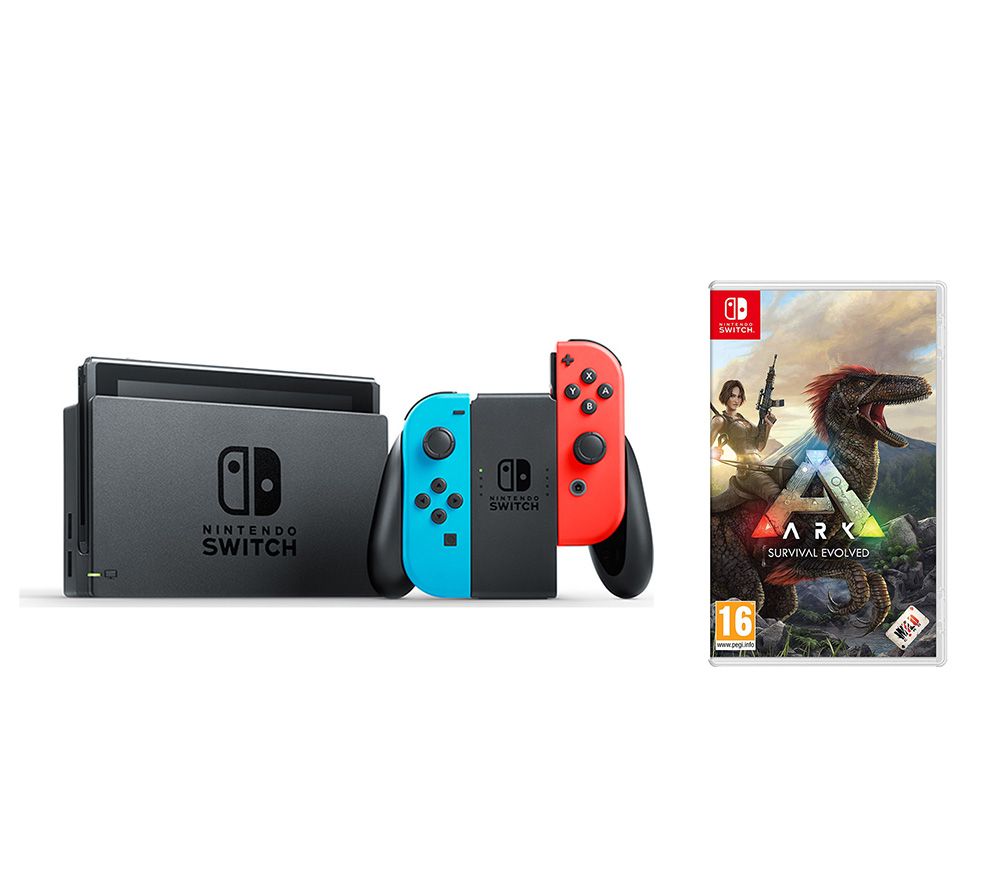 NINTENDO Switch Neon Red & Blue with ARK: Survival Evolved Bundle, Neon