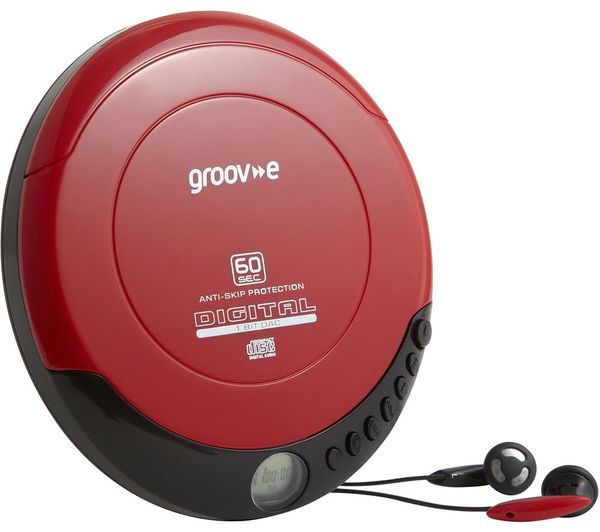 GROOV-E Retro GV-PS110-RD Personal CD Player - Red, Red