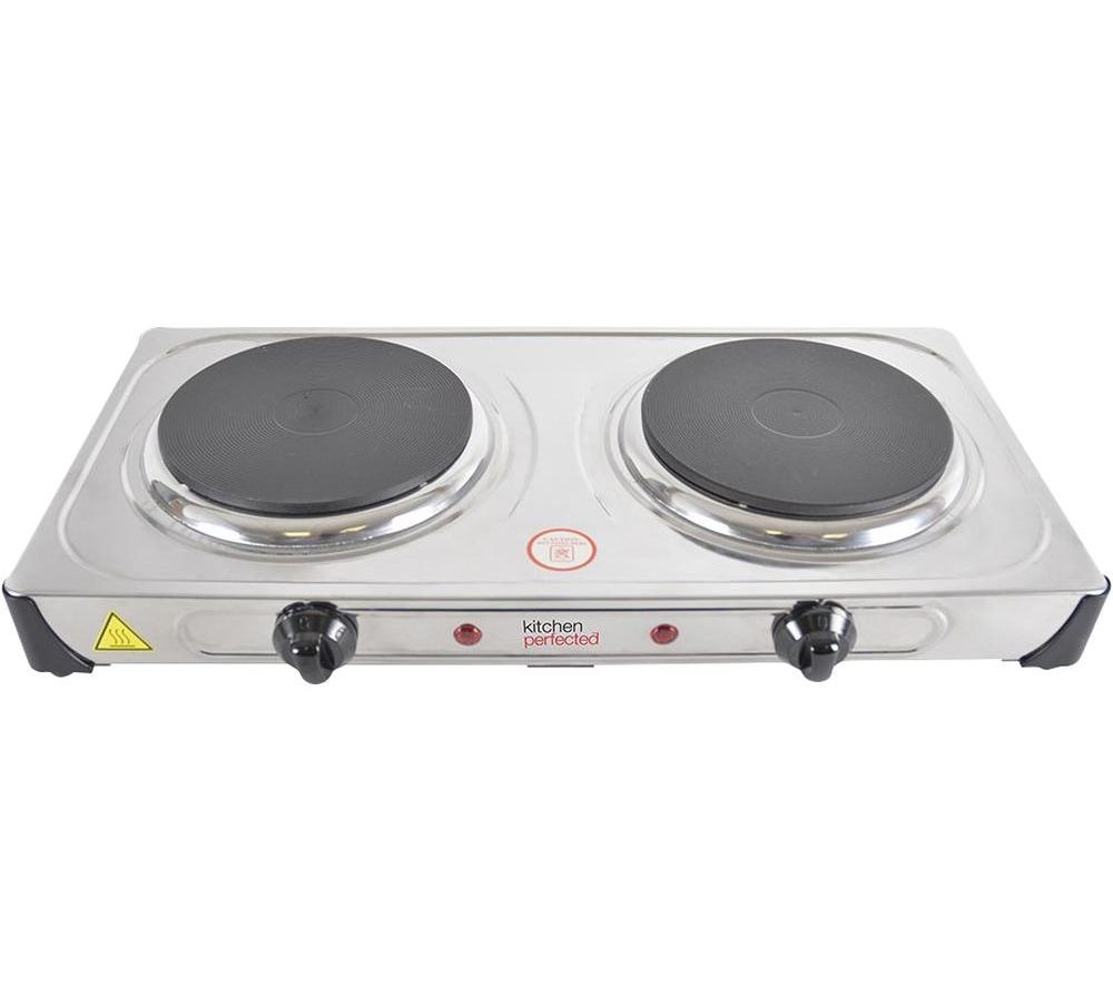 LLOYTRON KitchenPerfected E4203SS Double Electric Hot Plate - Polished Steel