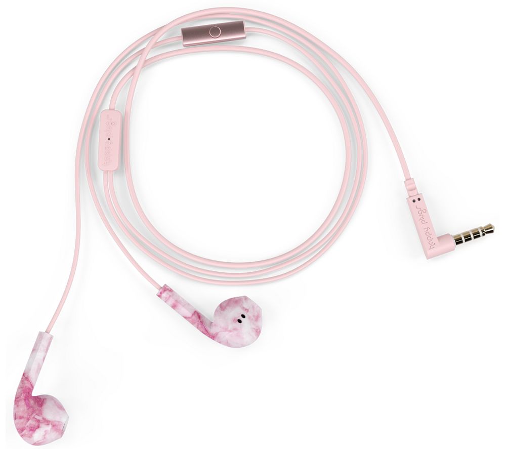 HAPPY PLUGS Earbud Plus Earphones - Pink Marble, Pink