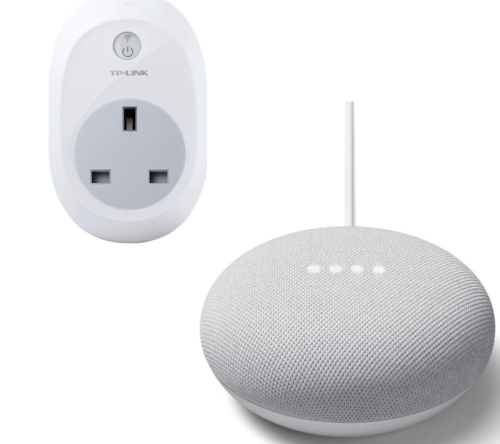 GOOGLE Nest Mini (2nd Gen) & Kasa HS100 V2.1 Smart Plug Bundle - Chalk