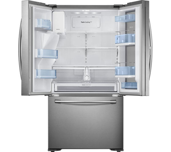SAMSUNG Food ShowCase RF23HTEDBSR/EU 70/30 American-Style Fridge Freezer - Real Stainless, Blue
