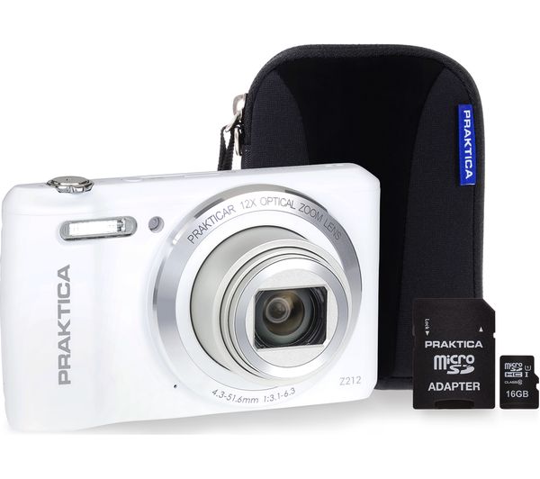 PRAKTICA Luxmedia Z212-W Compact Camera & Accessories Bundle - White, White