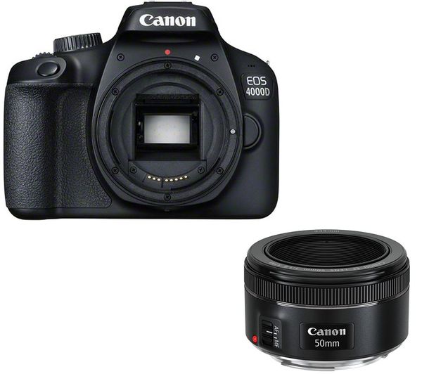 CANON EOS 4000D DSLR Camera & EF 50 mm f/1.8 STM Standard Prime Lens Bundle