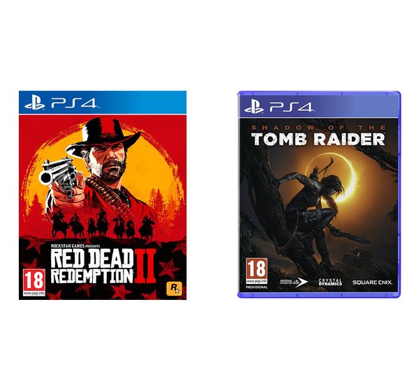 PS4 Red Dead Redemption 2 & Shadow of the Tomb Raider Bundle, Red