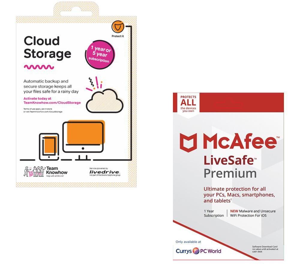 MCAFEE LiveSafe Premium & Cloud Storage 2 TB Backup Service Bundle