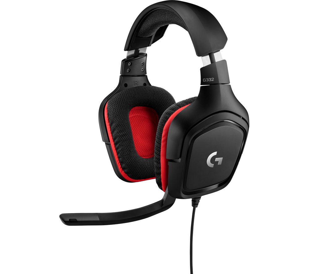 LOGITECH G332 Gaming Headset - Black & Red, Black,Red