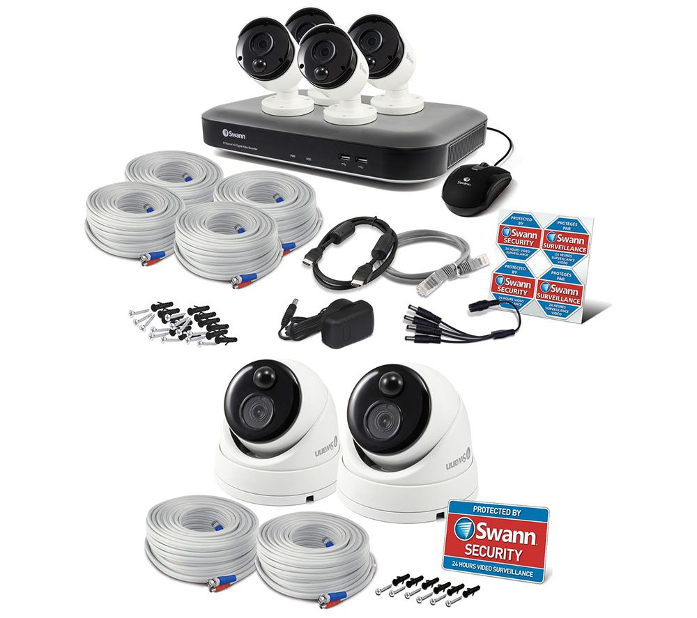 SWANN SWDVK-849804-UK 8-Channel 5 MP Smart Security System & Thermal 5 MP Dome Security Cameras Bundle, Snow