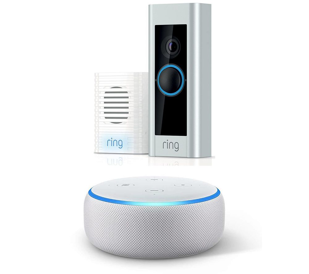 RING Video Doorbell Pro with Chime & Sandstone Amazon Echo Dot (2018) Bundle