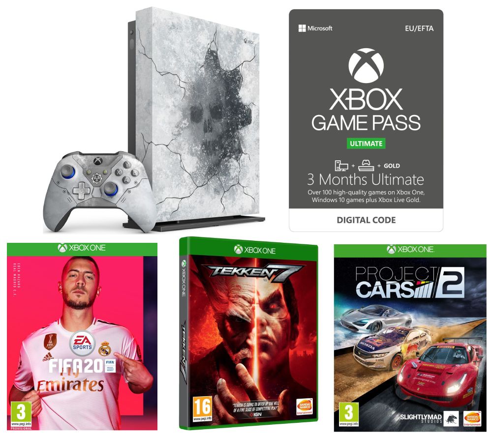 MICROSOFT Limited Edition Gears 5 Xbox One X, FIFA 20, Tekken 7, Project Cars 2 & Game Pass Ultimate Bundle, Crimson