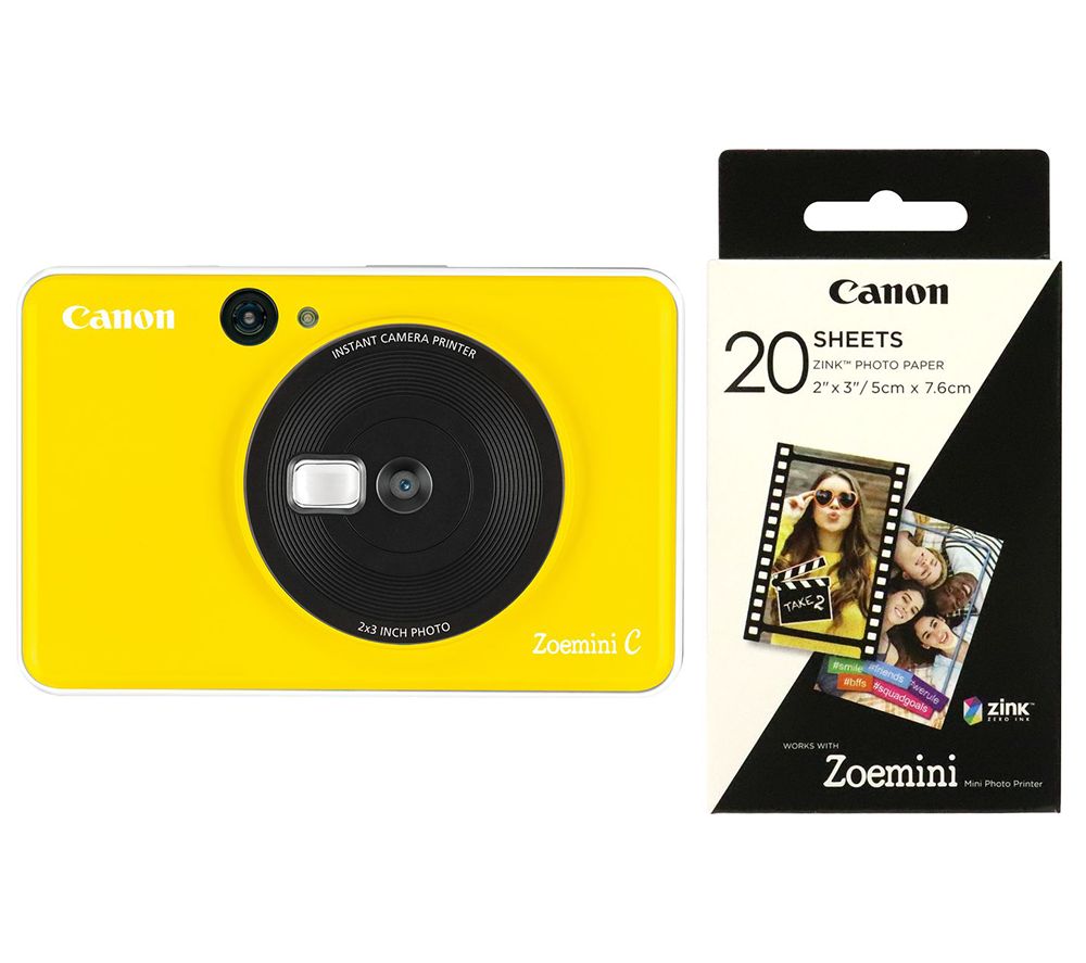 CANON Zoemini C Instant Camera & Zoemini 2 x 3” Glossy Photo Paper Bundle - Yellow, Yellow