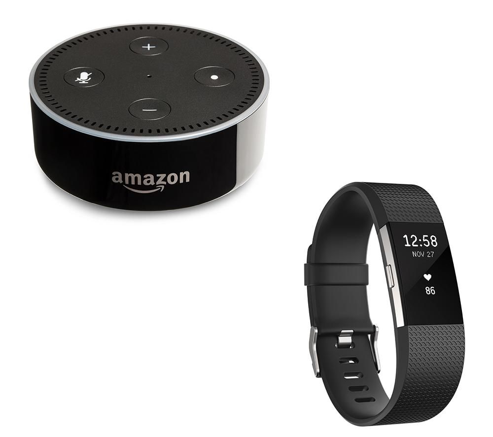 FITBIT Charge 2 & Echo Dot - Black, Small, Black