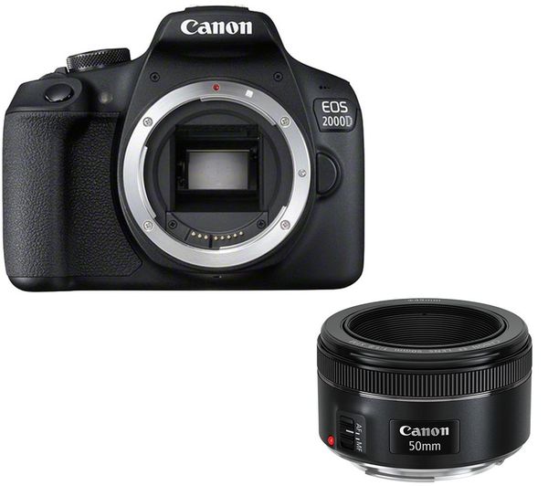 CANON EOS 2000D DSLR Camera & EF 50 mm f/1.8 STM Standard Prime Lens Bundle