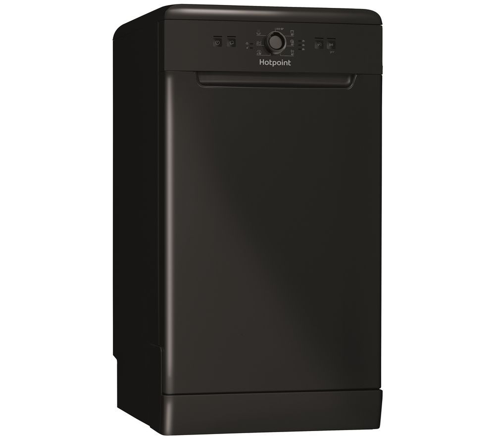 HOTPOINT HSFE 1B19 UK Slimline Dishwasher - Black, Black