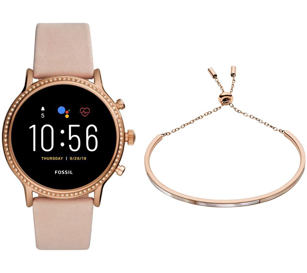 FOSSIL Julianna HR FTW6054 Smartwatch & Rose Gold Stainless Steel Bracelet Bundle, Stainless Steel