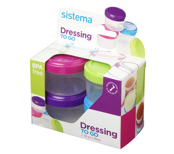 SISTEMA Round 0.35-litres Dressing Pots - Pack of 4, Pink