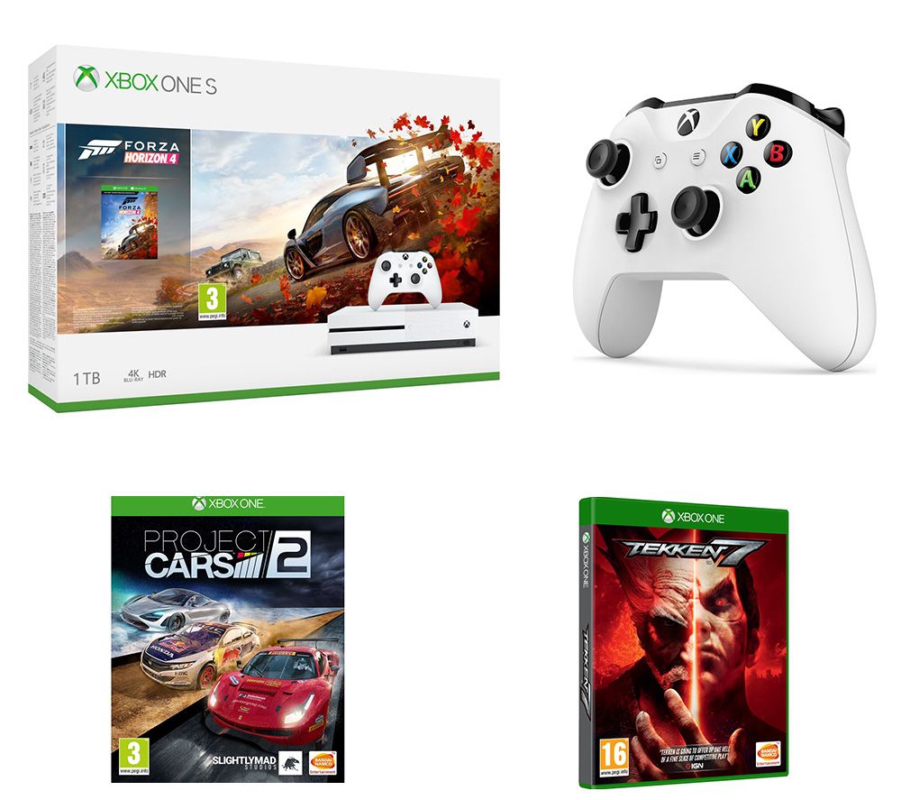 MICROSOFT Xbox One S, Forza Horizon 4, Apex Legends, Project Cars 2, Tekken 7 & Wireless Controller Bundle