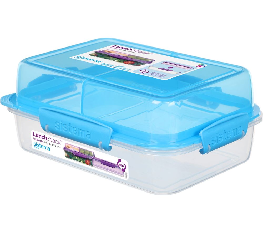 SISTEMA Lunch Stack To Go Rectangular 1.8 litre Container - Blue, Blue