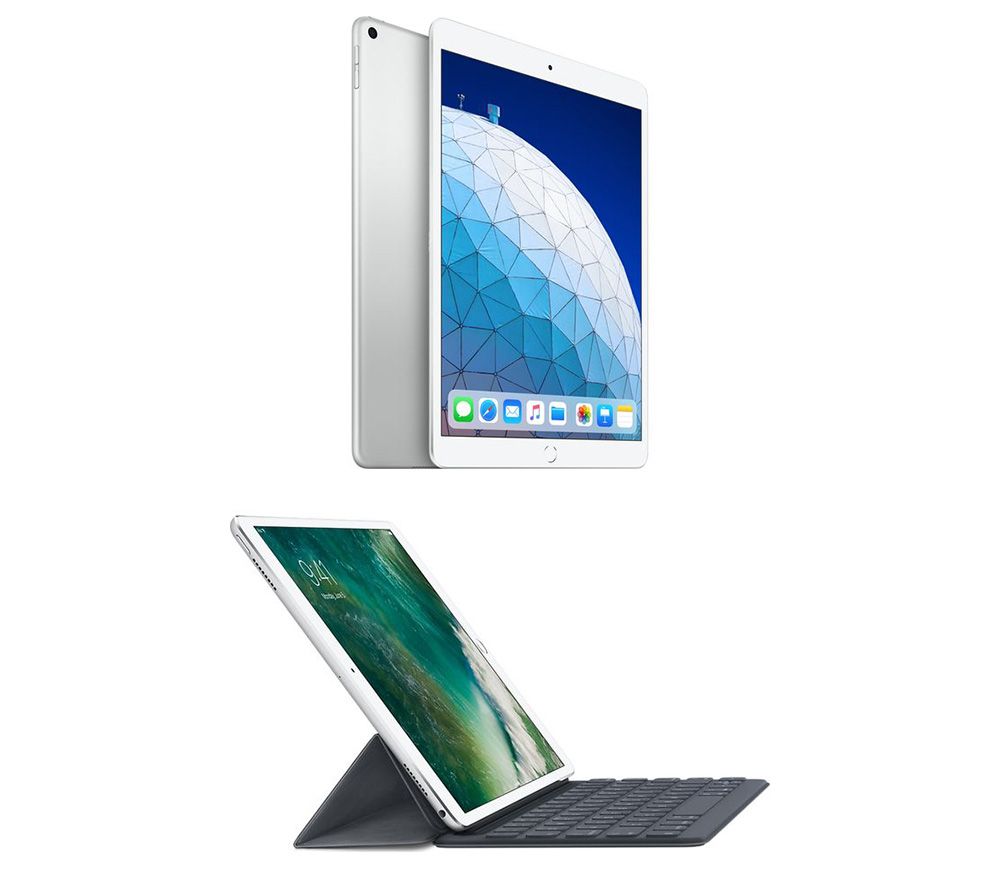 APPLE 10.5" iPad Air (2019) & Smart Keyboard Folio Case Bundle - 256 GB, Silver, Silver