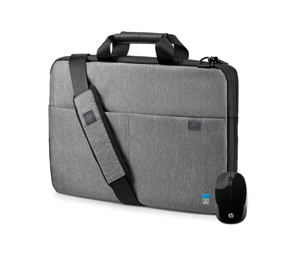 L6V67AA-BUN 14" Signature Slim Topload Laptop Case & Wireless Mouse Bundle - Grey, Grey