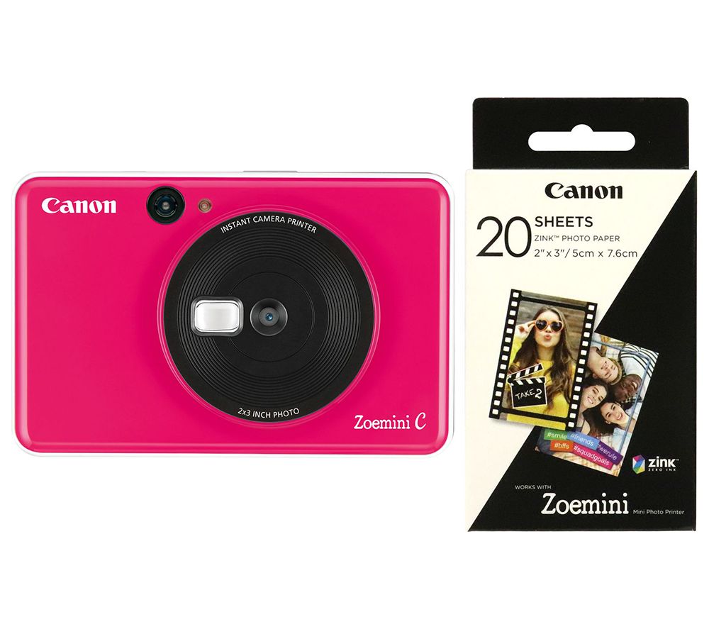 CANON Zoemini C Instant Camera & Zoemini 2 x 3” Glossy Photo Paper Bundle - Pink, Pink