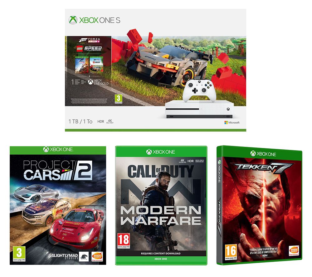 MICROSOFT Xbox One S, Forza Horizon 4, LEGO Speed Champions, FIFA 20, Project Cars 2 & Tekken 7 Bundle