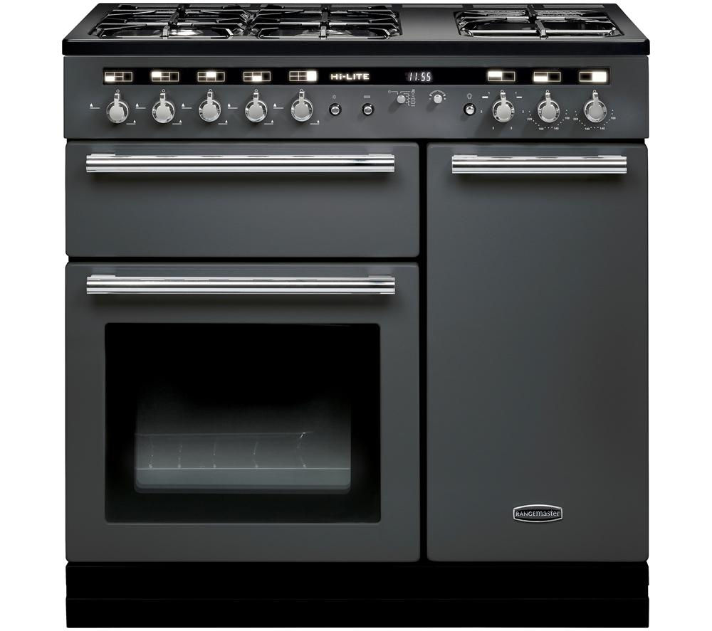 RANGEMASTER Hi-Lite 90 Dual Fuel Range Cooker - Slate & Chrome