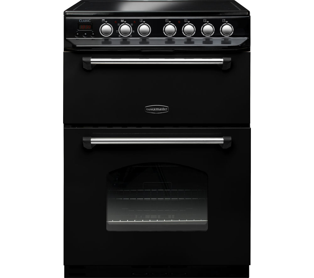 Rangemaster Classic 60 cm Electric Ceramic Cooker - Black & Chrome, Black