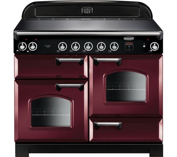 Rangemaster Classic 110 cm Electric Induction Range Cooker - Cranberry & Chrome, Cranberry