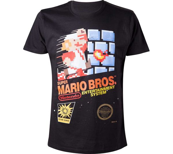 NINTENDO Super Mario Brothers T-Shirt - Medium, Black, Black