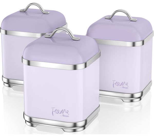 SWAN Fearne by SWAN SWKA1025LYN Square 1.5 litre Storage Canisters - Lily, Set of 3