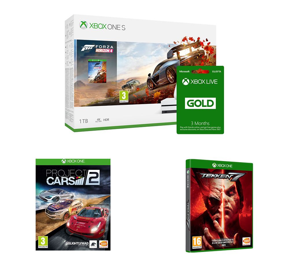 MICROSOFT Xbox One S, Forza Horizon 4, Apex Legends, Project Cars 2, Tekken 7 & 3 Months LIVE Gold Bundle, Gold