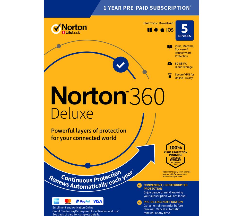 NORTON 360 Deluxe - 1 year for 3 devices