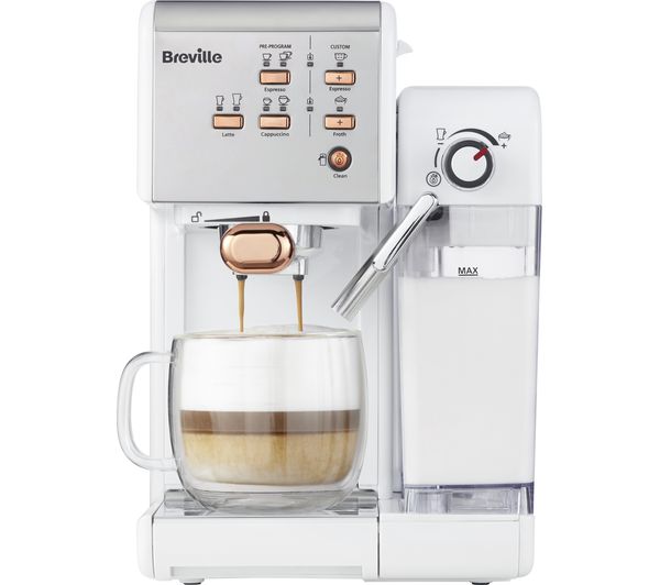 BREVILLE One-Touch VCF108 Coffee Machine - White & Rose Gold, White